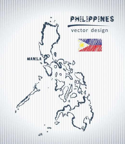Philippines Vector Chalk Drawing Map Isolated White Background Vector Graphics