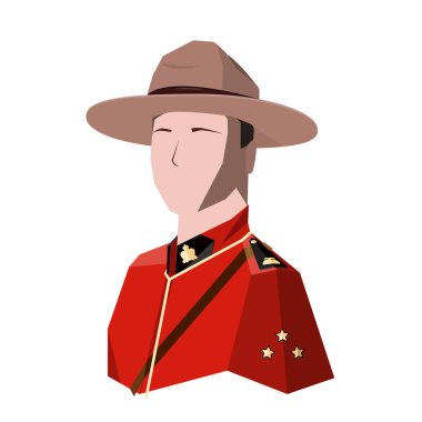 Canadian mounted police cavalry in hat and dress uniform. Icon. Avatar. clipart