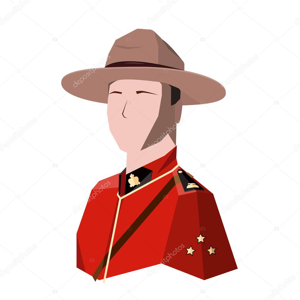 Canadian mounted police cavalry in hat and dress uniform. Icon. Avatar.