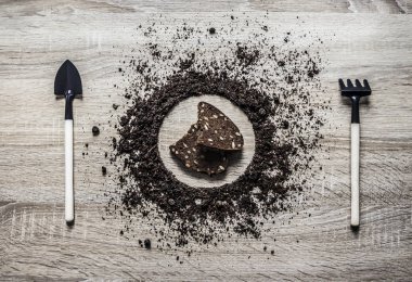 ahşap arka plan kavramı earth daire çanak kaşık çatal komisyon doku Merkezi ekmek tohumları yatay ile dikim kazıklı