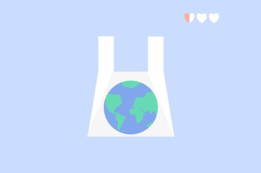 illustration show the lifespan of planet earth is not much longer because of the plastic bag : conceptual for awareness of plastic pollution and wast 