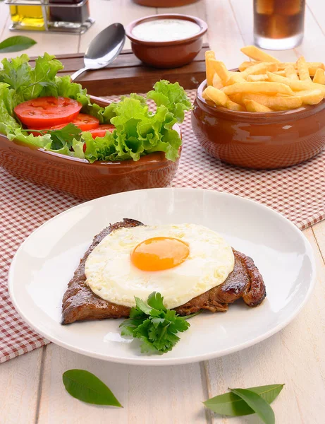 Beef Steak Bife Cavalo Brazilian Traditional Food Steaks — Stock Photo, Image