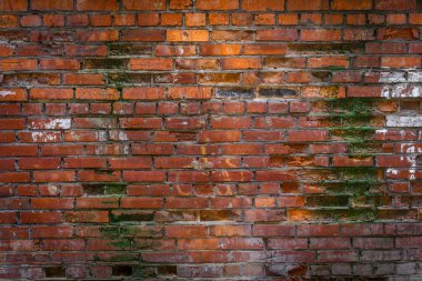Arka plan doku eski püskü kırmızı tuğla duvar