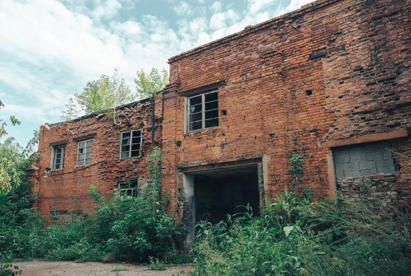 Abandoned Industrial Buildings. Ruined car workshop