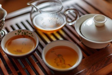 Çin çay töreni, shen puer çay, şeffaf cam, Pialats, bardak, çay seti 