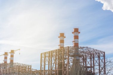 Sanayi Bölgesi, enerji santrali, borular ile elektrik fabrika