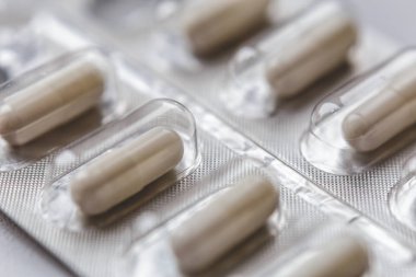 Blister kutu hap. İlaçlar ilaçlar ve sağlık kavramı. Makro yakın çekim