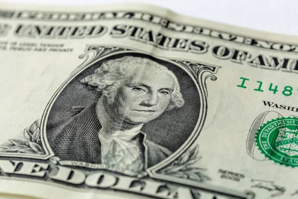 Retrato de George Washington na nota de um dólar dos EUA. Macro foto de dinheiro m — Fotografia de Stock
