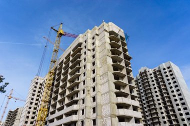 Voronej şehir modern beton yüksek katlı binaların inşaat alanında 