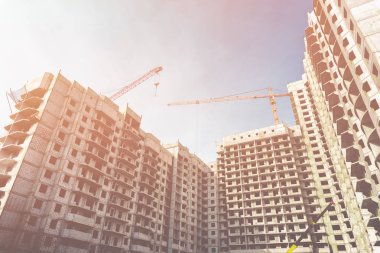 Voronej şehir modern beton yüksek katlı binaların inşaat alanında 