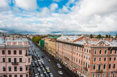 Saint Petersburg, Nevsky Prospect görünümüne çatı üst, şehir merkezinde, eski şehir St.Petersburg