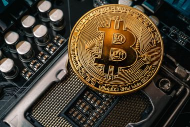 Yazdırılan bilgisayar anakart, altın Bitcoin