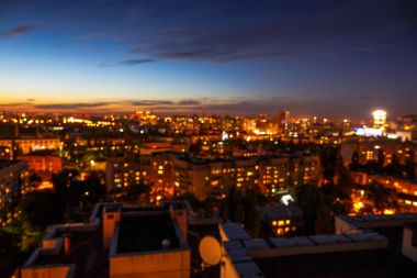 Gece şehir, cityscape bokeh, fotoğraf, bulanık şehir arka plan bulanık