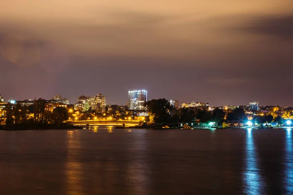 Night cityscape, Voronezh right bank, modern houses, night illumination