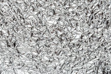 Soyut parlak buruşuk gümüş metal krom alüminyum folyo arka plan dokusu