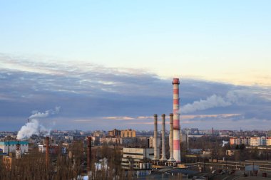 Şehir kentsel endüstriyel peyzaj. Voronej şehirde endüstriyel yer