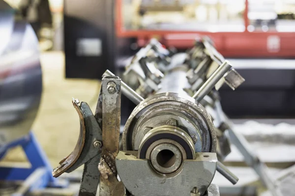 Abstract Industrial background, metalworking production, close up of workshop with tools equipment — Stock Photo, Image