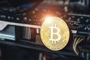 Cryptocurrency altın bitcoin para. Kripto para birimi için kavramsal görüntü
