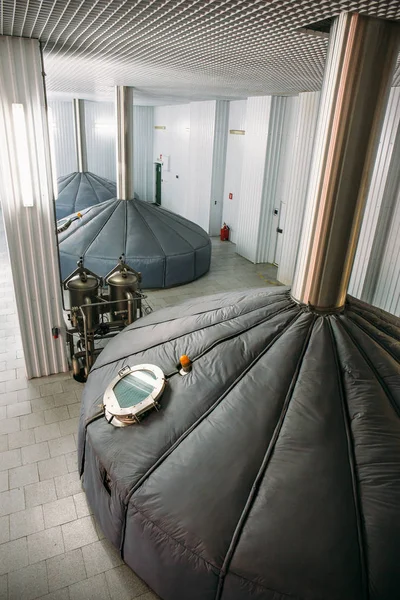 Brewing production, mash vats at modern beer factory