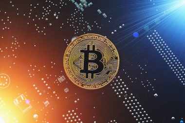 Cryptocurrency altın bitcoin para. Kripto para birimi için kavramsal görüntü