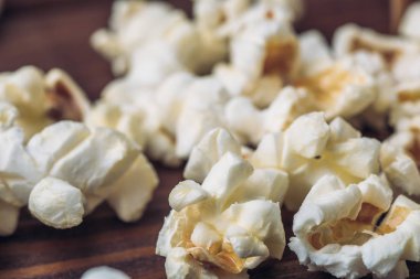 Patlamış mısır arka plan, makro çekim patlamış mısır