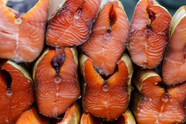 Chinook somon, füme kırmızı balık, deniz ürünleri