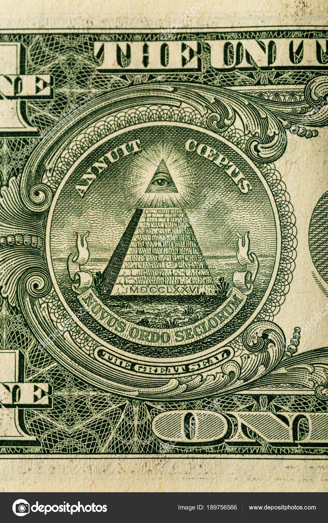 Verschwörungstheorie. alle sehen Auge und Pyramide auf US-Dollar-Banknote  Stockillustration von ©DedMityay #189756566, image size:1067x1700
