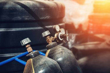 Yüksek basınçlı oksijen silindir ile Manometre, yakın çekim