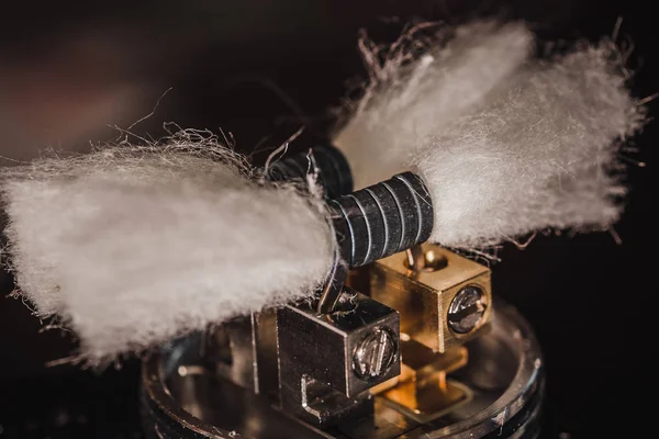 Vape RDA, coils and cotton for vapour clouds. Electronic e - cigarette, vaporizer, vape, for quit smoke e-liquid