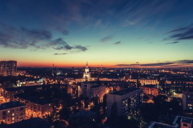 Altın saat, gece şehir Voronej, panorama