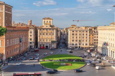Roma, İtalya - Ekim 2019: İtalya 'da Venedik Meydanı' nda Anavatan Sunağı veya Monumento Nazionale a Vittorio Emanuele Ii, Roma, İtalya