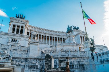 Roma, İtalya - Ekim 2019: İtalya 'nın başkenti Roma' da Anavatan veya Monumento Nazionale a Vittorio Emanuele Ii 'nin sunağı