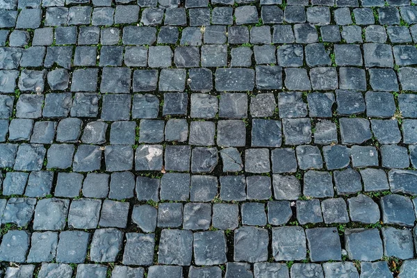 Paving stone texture, old Rome street top view as background for design — Stok Foto