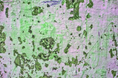 Kırık duvar veya leylak ve karışık renkli eski taş yüzeyi farklı tür uygulama için soyut leylak ve yeşil parça boyalı