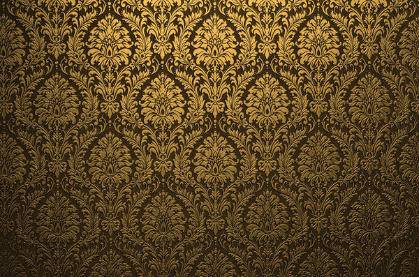 Fragment of ornamental wallpaper colored , or abstract surface of tiled flowers and leaves  pattern, or texture useful as a background vignetted and gradient background