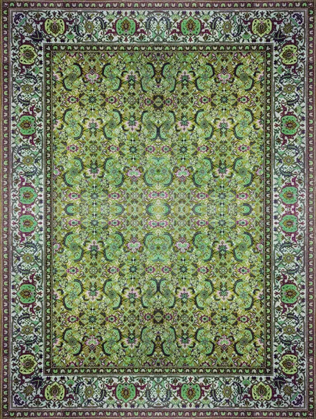 Perzisch tapijt textuur, abstract ornament. Ronde mandala patroon, Midden-Oosten traditionele tapijt stof textuur. Turquoise melkachtig blauw grijs bruin geel-rood — Stockfoto