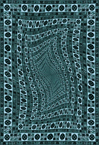 추상적인 패턴 및 카펫 질감이 나 최 면 패턴 카펫 장식 질감 색된 모래 푸른 청록색 빨간 녹색 갈색 회색 수직 평방 소용돌이에서 터널 — 스톡 사진