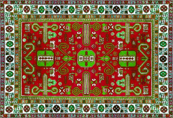 Perzisch tapijt textuur, abstract ornament. Ronde mandala patroon, oppervlak Oost-traditionele tapijt. Turquoise groen rood kastanjebruine oranje blauw grijs bruin geel violet vierkante achtergrond horizontale — Stockfoto