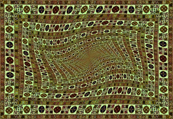 Абстрактные узоры и тоннель с ковровой текстурой или гипнотическим рисунком из декоративной текстуры ковра цветной песчано-коричневый коричневый коричневый коричневый красный синий бирюзовый оранжевый горизонтальный — стоковое фото