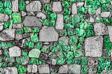 Eski nehir taşları doku beyaz gri kahverengi siyah yeşil mavi kireç sarı turuncu kestane rengi mor pembe turkuaz renkli arka plan, taş mozaik yüzey farklı türü ile tuğla duvar parçası