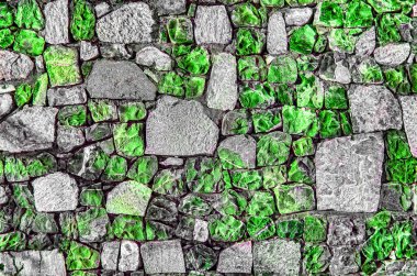 Eski nehir taşları doku beyaz gri kahverengi siyah yeşil mavi kireç sarı turuncu kestane rengi mor pembe turkuaz renkli arka plan, taş mozaik yüzey farklı türü ile tuğla duvar parçası