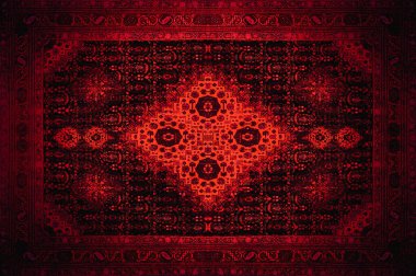 Farsça halı doku, soyut süsleme. Rhombus mandala model, Ortadoğu geleneksel kumaş dokusu. Kırmızı kestane rengi turuncu kahverengi kireç sarı Menekşe pembe mor altın tonda, arka plan olarak yararlı