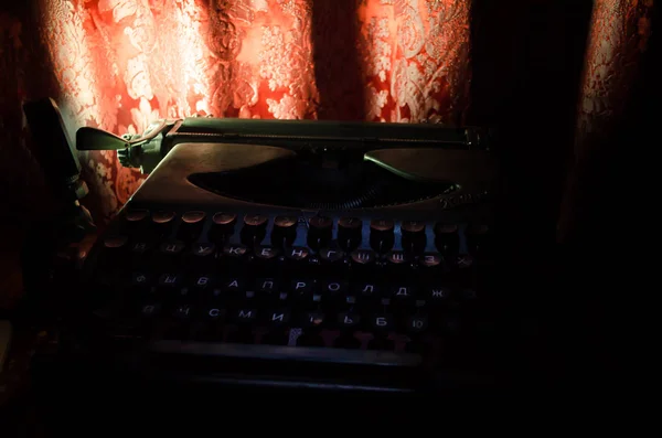 Antik írógép. Vintage írógép Machine Closeup Photo. — Stock Fotó