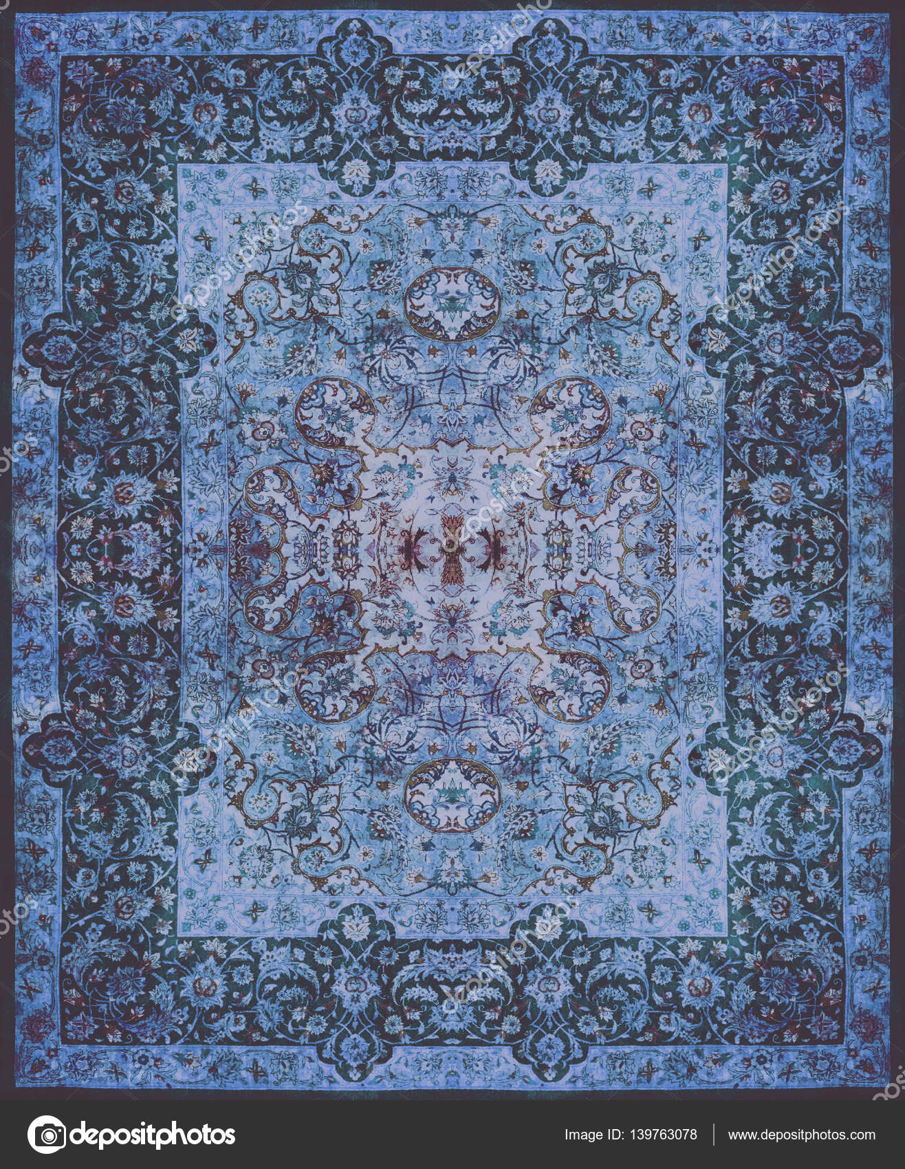 Trama tappeto persiano, ornamento astratto. reticolo della mandala ... Tappeto persiano blu