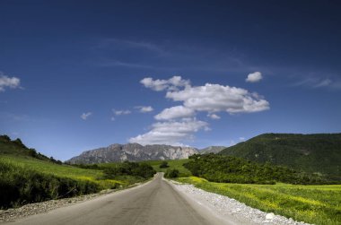 Dağ yeşil çayır. Doğanın kompozisyon. Büyük Kafkasya bahar bakış doğa güzel manzara. Azerbaycan baharda. Şamahı İsmayıllı