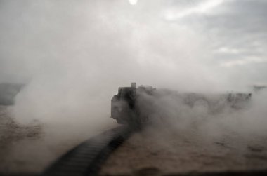 Buharlı tren açık kırsal kavram.