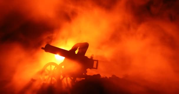 Maxim Gun 1910 Monster Jaar Slag Scène Met Mist Oranje — Stockvideo