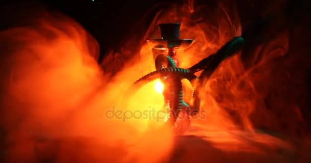 Hookah Carbones Calientes Tazón Shisha Naranja Como Fuego Nubes Vapor — Vídeo de stock