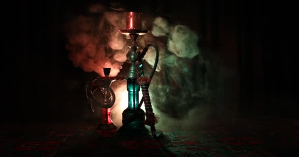 Hookah Carbones Calientes Tazón Shisha Haciendo Nubes Vapor Interior Arabia — Vídeo de stock