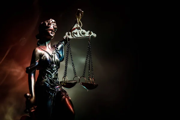 Statue Justice Lady Justice Iustitia Justitia Roman Goddess Justice Dark — Stock Photo, Image